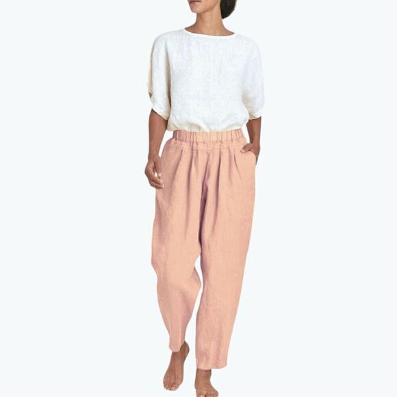 BLACK CRANE EUC Linen carpenter pants in Nude Size S - Picture 2 of 7